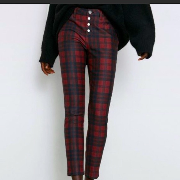 NWT Zara beautiful plaid mid waist pant, size 4 - Picture 1 of 7